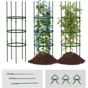 Giantex 3-Pack Tomato Cages, 60”Hx20” PE-Coated Metal Plant Cages & Supports w/Adjustable Height, 2-in-1 Round Trellis for Climbing Flower Vegetable Fruit, Potted Plant(20”Dia x 60.5”H (Pack of 3))