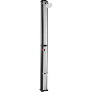 Giantex 7.2 FT 10 Gallon 2-Section Solar-Heated Outdoor Shower, Pool Shower W/Free-Rotating Shower Head, Foot Tap Spigot, Faucet, Temperature and Pressure Adjustment for Backyard, Garden, Beach Spa(Silver+Black)