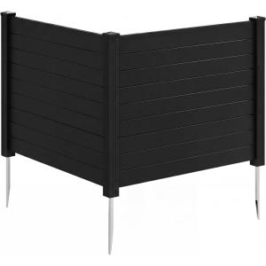 Giantex Air Conditioner Fence 2 Panels – 48”W x 48”H Outdoor Privacy Screen with Upgraded Metal Stakes, PP Trash Can Enclosure, Decorative Garden Fences for Patio Lawn AC Unit Pool Pump, Gray(Black)