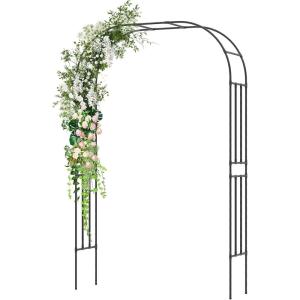 Giantex Garden Arch Trellis, 60”W x 95”H Metal Arbor with Corrugated PE-Coated Steel Tubes for Climbing Plants Roses Ivy, Wedding Archway Arbour for Ceremony Party Backdrop Lawn Outdoor Decoration