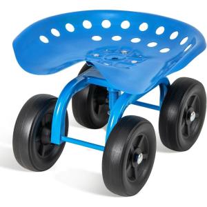 Giantex Garden Cart, Rolling Workseat with 4 Wheels, Garden Stool 360° Swivel Work Seat & Adjustable Height, Heavy Duty Wagon Scooter for Gardening for Patio Garden, Lawn, Yard (Blue)(Blue)