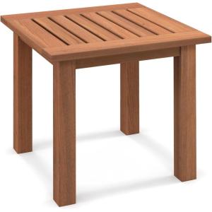 Giantex Hardwood Outdoor Side Table – All-Weather Patio Square End Table with Slatted Tabletop, Small Coffee Bistro Table for Outdoor, Indoor, Garden, Poolside and Balcony, Natural (1)(1)
