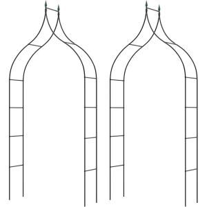 Giantex Metal Garden Arch Trellis 2 Pack – 9.5 FT Wedding Arbor for Ceremony, Garden Arbor for Climbing Plants Rose, Gothic Style Outdoor Archway for Lawn Backdrop Backyard Party Decoration