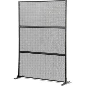 Giantex Metal Privacy Screen 72”H x 48”W, Powder-Coated Decorative Outdoor Fence Panel, Wall Divider for Room Separation, Freestanding Patio Divider for Garden, Balcony & Yard (Brick Pattern)(Black Mesh Pattern)