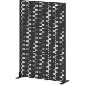 Giantex Metal Privacy Screen 72”H x 48”W, Powder-Coated Decorative Outdoor Fence Panel, Wall Divider for Room Separation, Freestanding Patio Divider for Garden, Balcony & Yard (Brick Pattern)(Black Brick Pattern)