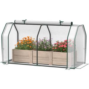 Giantex Mini Portable Greenhouse – for Raised Garden Bed, 47”x21.5”x24” Outdoor Greenhouses with PE Cover, Roll-Up Zipper Door, Waterproof Plant Shelter for Garden Patio Lawn Vegetables & Flowers