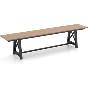 Giantex Outdoor Bench, 3-4 Person Garden Bench, 72″ Long Patio Bench with Metal Frame, 1100 LBS Capacity, Weatherproof Backless Park Bench, Outside Dining Bench for Lawn, Front Porch, Backyard(Brown+black)