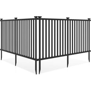 Giantex Picket Fence 2 Panels, 80”W x 37.5”H Decorative Outdoor Garden Fence, 160” Total Length, Freestanding PVC Vinyl Fence for Yard, Patio, Lawn, Pool, Backyard, Black