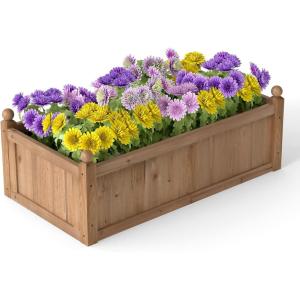 Giantex Wood Raised Garden Bed, 46″x24″x16″ Rectangular Planter Box w/Drainage Holes for Growing Vegetables, Flowers, Herbs, Fruits, Easy Assembly, Outdoor Planting Bed for Backyard, Garden, Lawn(Light Brown)