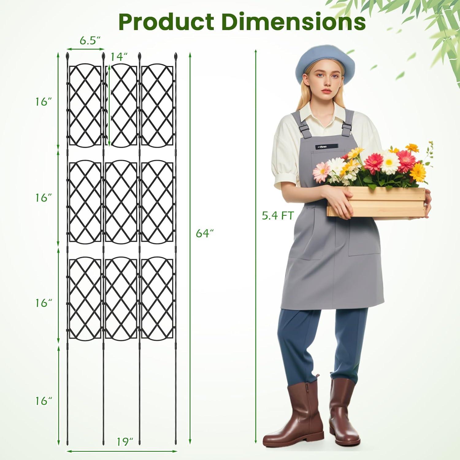 image:imageGiantex Garden Trellis Outdoor Plant Support Frame wAdjustable Shapes Ground Stakes Rustproof PE Coating Pipes Privacy Screen Trellis Metal Flower Rose Stand for Garden Patio Backyard 11