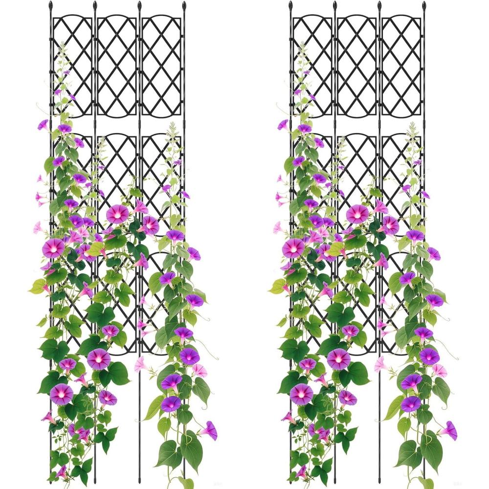image:imageGiantex Garden Trellis Outdoor Plant Support Frame wAdjustable Shapes Ground Stakes Rustproof PE Coating Pipes Privacy Screen Trellis Metal Flower Rose Stand for Garden Patio Backyard 12