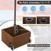 Giantex 170lbs Filled Umbrella Base with Wheels, Heavy Duty Umbrella Stand with Fillable Planter, Drainage Holes, Outdoor Market Umbrella Holder for Patio Garden Deck Pool (Brown)(Brown)