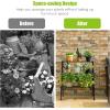 Giantex 3 Tiers Metal Plant Stand, Ladder Flower Pots Outdoor w/ 132 lbs Capacity, Heavy Duty Garden Display Shelf Flower Pot Holder Utility Storage Organizer Rack for Indoor Home Garden Patio Balcony
