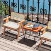 Giantex Teak Wood End Table, Solid Live Edge Outdoor Side Table w/Natural Grain & Heavy-Duty Metal Legs, Rustic Plant Stand for Living Room Patio Balcony, 20″ x 14″ x 18″ (1, Rectangular)(2)