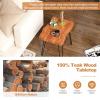 Giantex Teak Wood End Table, Solid Live Edge Outdoor Side Table w/Natural Grain & Heavy-Duty Metal Legs, Rustic Plant Stand for Living Room Patio Balcony, 20″ x 14″ x 18″ (1, Rectangular)(1)