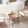 Giantex Teak Wood End Table, Solid Live Edge Outdoor Side Table w/Natural Grain & Heavy-Duty Metal Legs, Rustic Plant Stand for Living Room Patio Balcony, 20″ x 14″ x 18″ (1, Rectangular)(1)