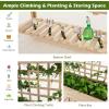 Giantex Wood Planter with Trellis, Standing Raised Garden Bed, Liner Storage Shelf, Elevated Plant Box Stand for Climbing Flower Vegetable Herb, Indoor Outdoor Patio Lawn Balcony