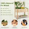 Giantex Wood Planter with Trellis, Standing Raised Garden Bed, Liner Storage Shelf, Elevated Plant Box Stand for Climbing Flower Vegetable Herb, Indoor Outdoor Patio Lawn Balcony