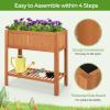 Giantex Wooden Raised Garden Bed, Solid Pine Wood Planter Box w/Legs, Drainage Holes, Black Liner, Outdoor Indoor Elevated Planter Box Stand for Patio, Garden, Lawn, Greenhouse, 47″ x 23″ x 30″(Ceder Brown)