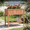 Giantex Wooden Raised Garden Bed, Solid Pine Wood Planter Box w/Legs, Drainage Holes, Black Liner, Outdoor Indoor Elevated Planter Box Stand for Patio, Garden, Lawn, Greenhouse, 47″ x 23″ x 30″(Reddish Brown)