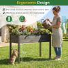 Giantex Wooden Raised Garden Bed, Solid Pine Wood Planter Box w/Legs, Drainage Holes, Black Liner, Outdoor Indoor Elevated Planter Box Stand for Patio, Garden, Lawn, Greenhouse, 47″ x 23″ x 30″(Gray)