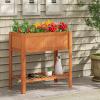 Giantex Wooden Raised Garden Bed, Solid Pine Wood Planter Box w/Legs, Drainage Holes, Black Liner, Outdoor Indoor Elevated Planter Box Stand for Patio, Garden, Lawn, Greenhouse, 47″ x 23″ x 30″(Ceder Brown)