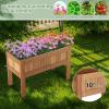 Giantex Wooden Raised Garden Bed, Solid Pine Wood Planter Box w/Legs, Drainage Holes, Black Liner, Outdoor Indoor Elevated Planter Box Stand for Patio, Garden, Lawn, Greenhouse, 47″ x 23″ x 30″(Natural)