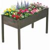 Giantex Wooden Raised Garden Bed, Solid Pine Wood Planter Box w/Legs, Drainage Holes, Black Liner, Outdoor Indoor Elevated Planter Box Stand for Patio, Garden, Lawn, Greenhouse, 47″ x 23″ x 30″(Gray)
