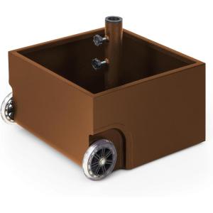 Giantex 170lbs Filled Umbrella Base with Wheels, Heavy Duty Umbrella Stand with Fillable Planter, Drainage Holes, Outdoor Market Umbrella Holder for Patio Garden Deck Pool (Brown)(Brown)