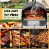 Giantex Outdoor Pizza Oven Wood Fired, 2-Layer Pizza Maker with 12-Inch Pizza Stone, Pizza Peel, Removable Cooking Rack, Waterproof Cover, Folding Legs, Outside Pizza Ovens for Camping Backyard BBQ(16 Inch)