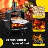 Giantex Outdoor Pizza Oven Wood Fired, 2-Layer Pizza Maker with 12-Inch Pizza Stone, Pizza Peel, Removable Cooking Rack, Waterproof Cover, Folding Legs, Outside Pizza Ovens for Camping Backyard BBQ(12 Inch)