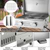 Giantex Portable Gas Grill – Tabletop Propane Grill with 2 Burners, 20,000 BTU total, Built-in Thermometer, Foldable Legs, Regulator Hose, Stainless Steel BBQ Grill for Outdoor Camping Barbecue