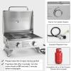 Giantex Portable Gas Grill with 2 Burner, Max. 20,000 BTU total, Folding Legs, Built-in Thermometer, Travel Locks, Stainless Steel Tabletop Propane Gas Grill for Camping Picnic Cookout RV BBQ(Tabletop)