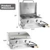 Giantex Portable Gas Grill with 2 Burner, Max. 20,000 BTU total, Folding Legs, Built-in Thermometer, Travel Locks, Stainless Steel Tabletop Propane Gas Grill for Camping Picnic Cookout RV BBQ(Tabletop)