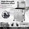 Giantex Portable Gas Grill with 2 Burner, Max. 20,000 BTU total, Folding Legs, Built-in Thermometer, Travel Locks, Stainless Steel Tabletop Propane Gas Grill for Camping Picnic Cookout RV BBQ(Standing)