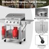 Giantex Portable Gas Grill with 2 Burner, Max. 20,000 BTU total, Folding Legs, Built-in Thermometer, Travel Locks, Stainless Steel Tabletop Propane Gas Grill for Camping Picnic Cookout RV BBQ(Standing)