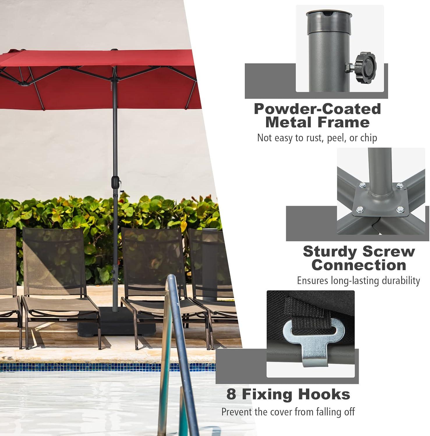 image:imageGiantex 200lbs Filled Umbrella Base with 2 Sandbags Adjustable Knobs AllWeather Cover Fit for Poles up to 19 Large Outdoor Umbrella Stand Holder for Market Poolside Patio Table Umbrella