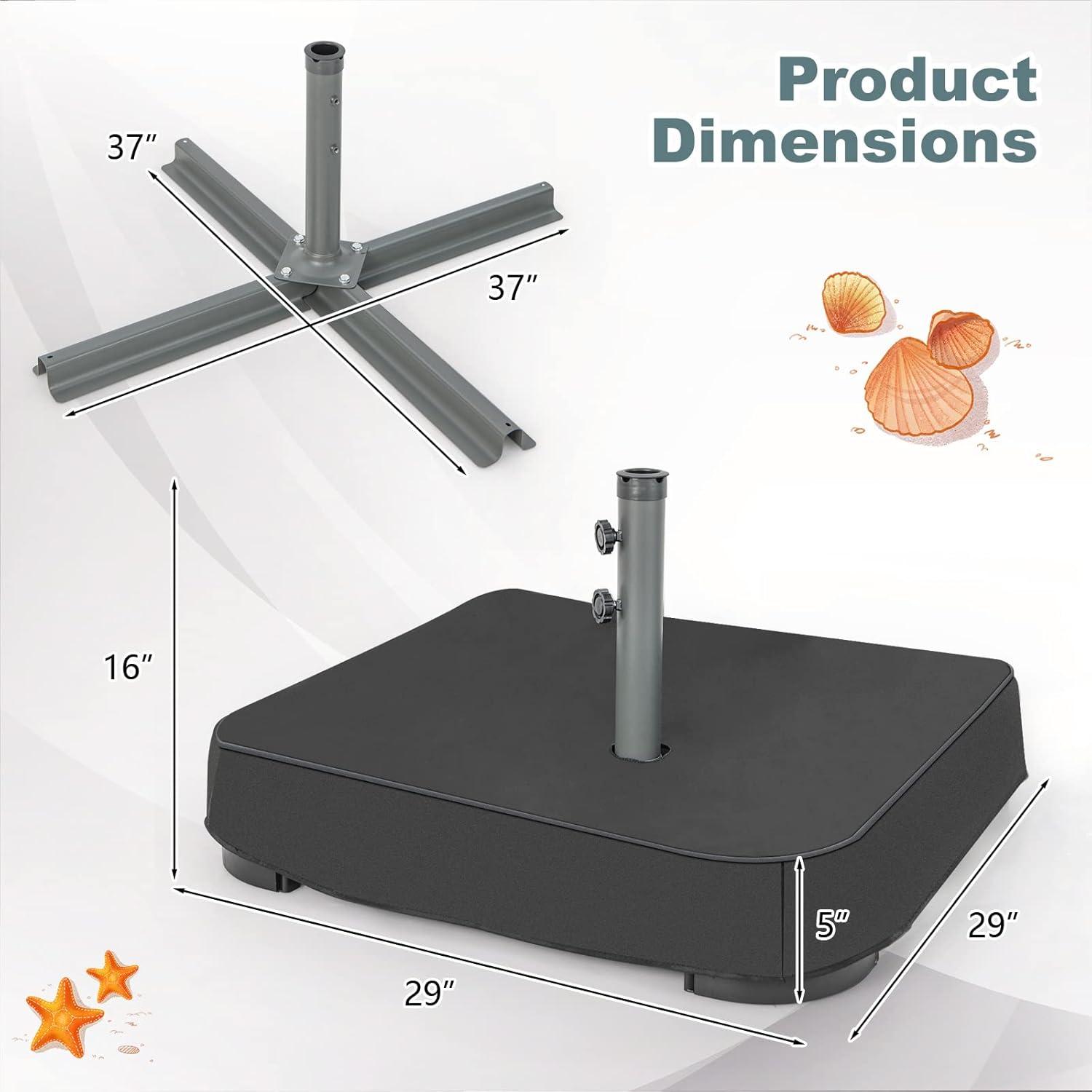image:imageGiantex 200lbs Filled Umbrella Base with 2 Sandbags Adjustable Knobs AllWeather Cover Fit for Poles up to 19 Large Outdoor Umbrella Stand Holder for Market Poolside Patio Table Umbrella