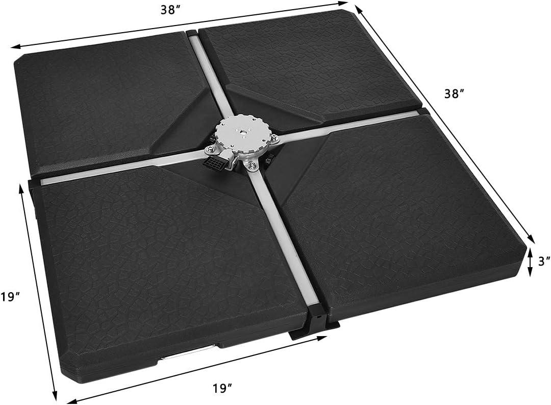 image:imageGiantex 212 lbs Fillable Offset Patio Umbrella Base 4PCS Cantilever Umbrella Stand Water Sand Filled 4 Pin Connectors Weighted Outdoor Market Umbrella Pole Holder for Poolside Garden Yard BlackBlack