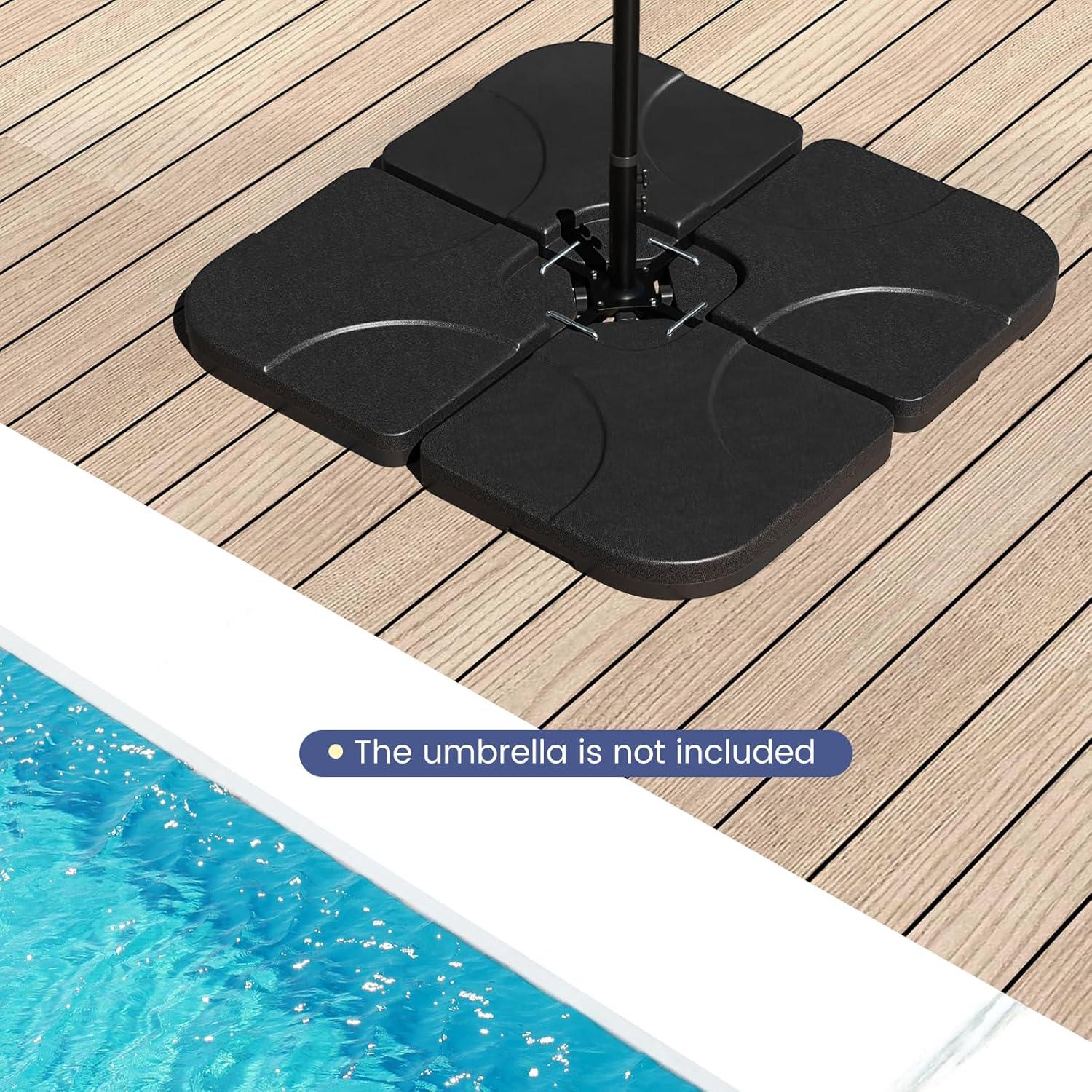 image:imageGiantex 212 lbs Fillable Offset Patio Umbrella Base 4PCS Cantilever Umbrella Stand Water Sand Filled 4 Pin Connectors Weighted Outdoor Market Umbrella Pole Holder for Poolside Garden Yard BlackBlack