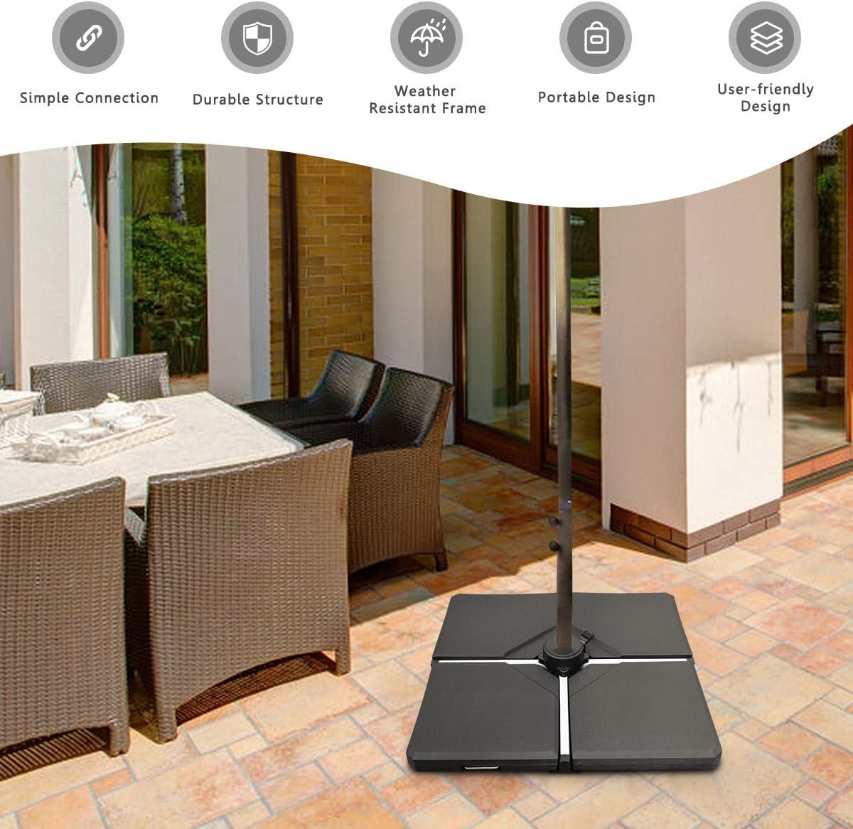 image:imageGiantex 212 lbs Fillable Offset Patio Umbrella Base 4PCS Cantilever Umbrella Stand Water Sand Filled 4 Pin Connectors Weighted Outdoor Market Umbrella Pole Holder for Poolside Garden Yard BlackBlack