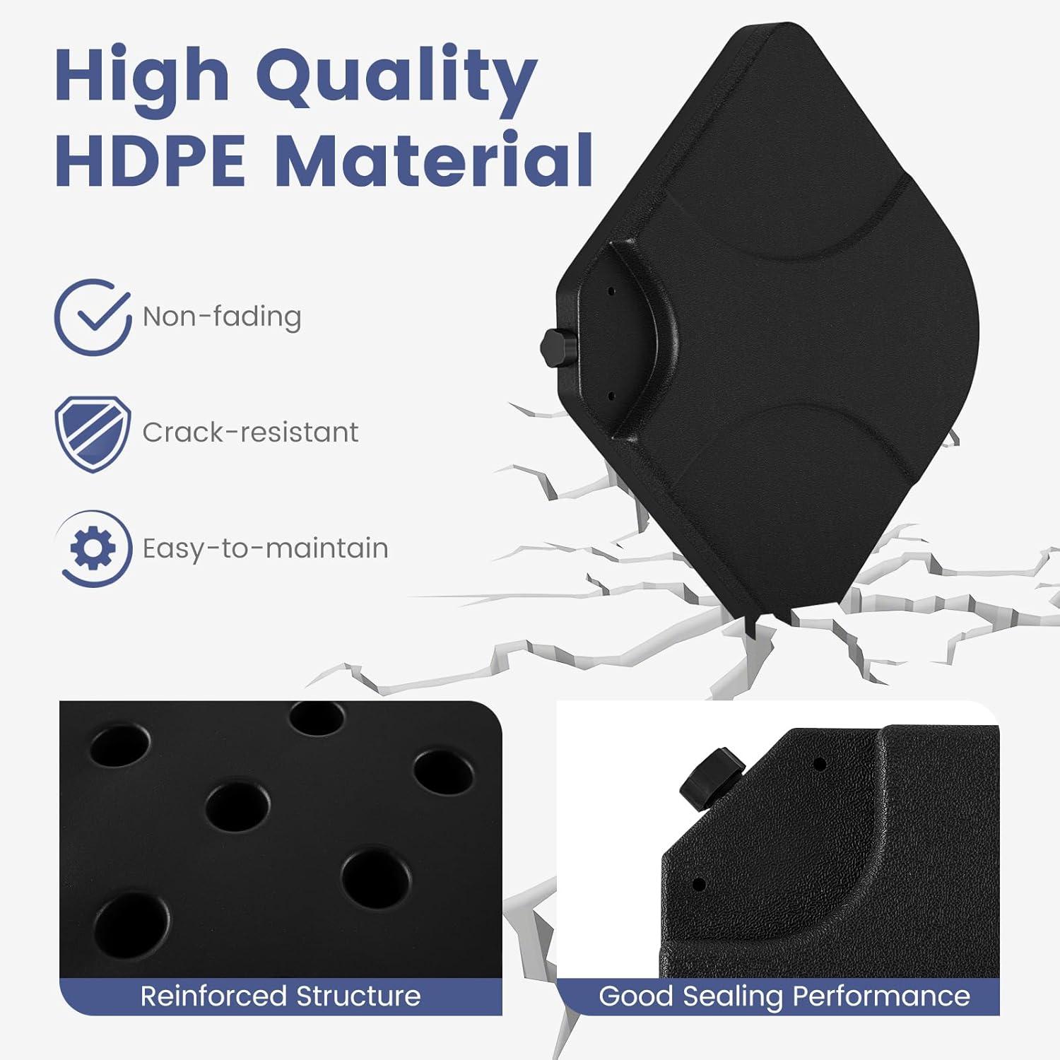 image:imageGiantex 212 lbs Fillable Offset Patio Umbrella Base 4PCS Cantilever Umbrella Stand Water Sand Filled 4 Pin Connectors Weighted Outdoor Market Umbrella Pole Holder for Poolside Garden Yard BlackBlack
