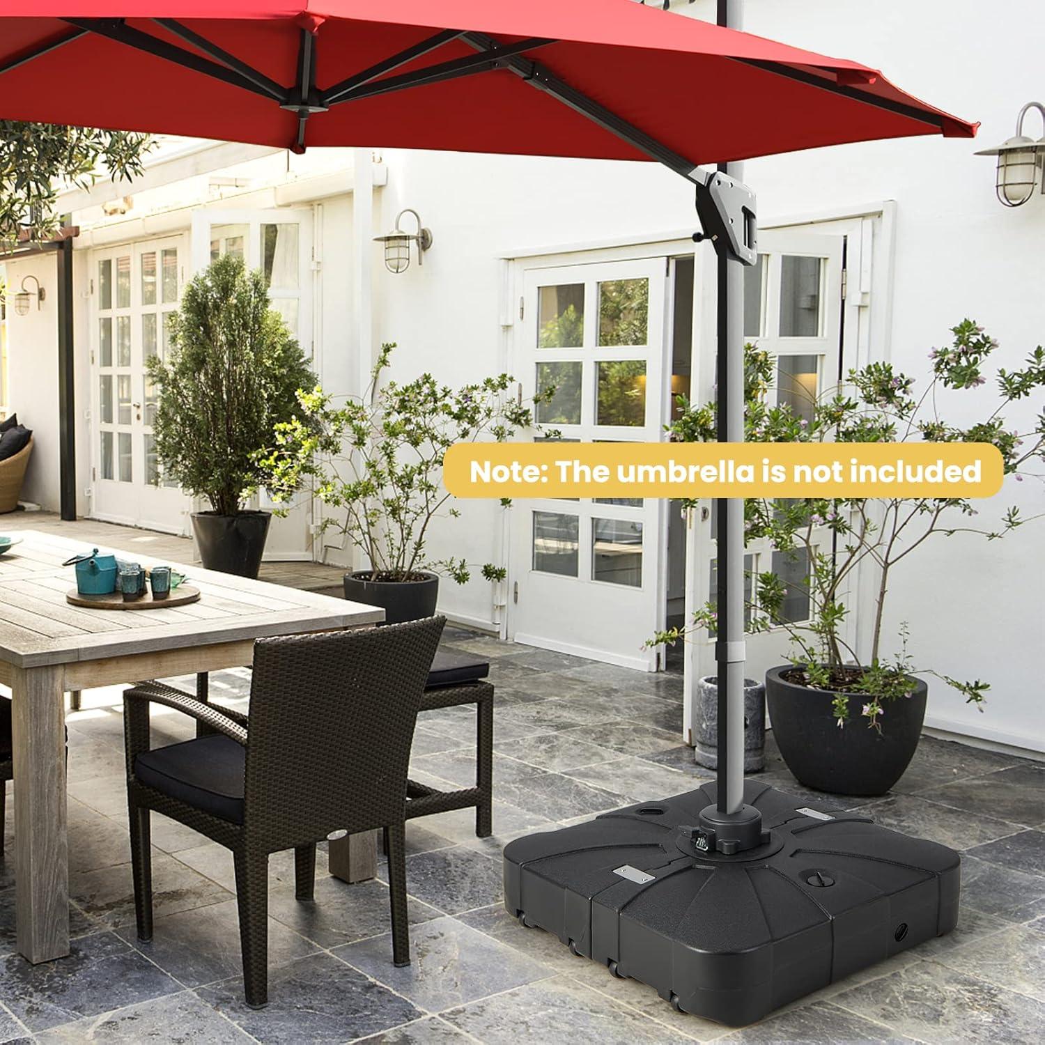 image:imageGiantex Cantilever Umbrella Base with Wheels 243 lbs Water Filled Umbrella Stand for Offset Patio Umbrella 335 inch Heavy Duty Square Offset Umbrella Holder for Deck Garden Poolside2430 Pounds