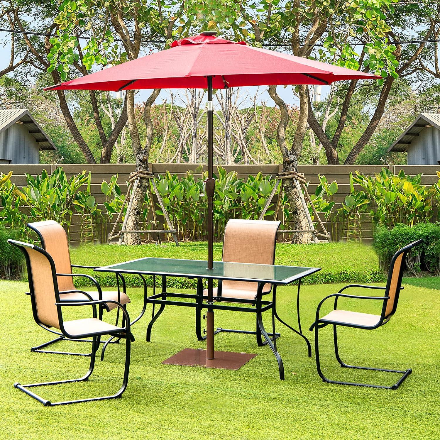 image:imageGiantex Patio Umbrella Base 50 Lbs Steel Heavy Duty Umbrella Stand with Wheels 24 Inch Square Umbrella Base with 2 Tightening Knobs Suitable for Backyard Deck Poolside Patio