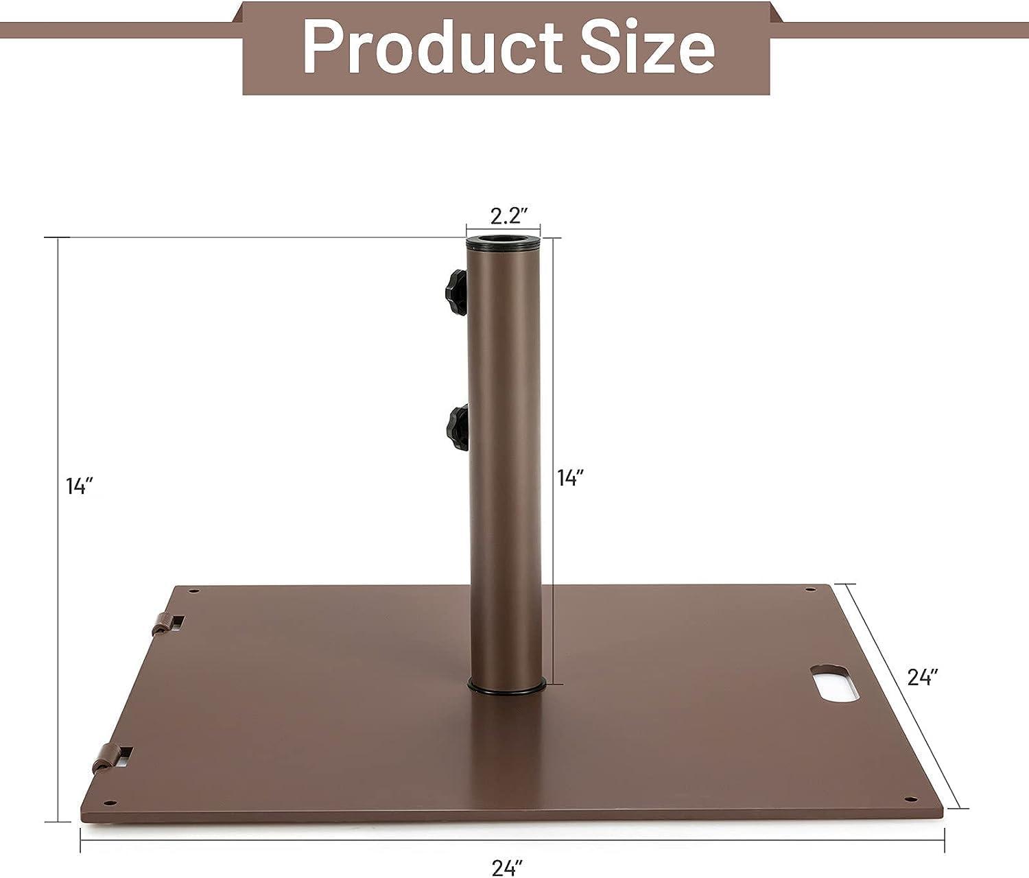 image:imageGiantex Patio Umbrella Base 50 Lbs Steel Heavy Duty Umbrella Stand with Wheels 24 Inch Square Umbrella Base with 2 Tightening Knobs Suitable for Backyard Deck Poolside Patio