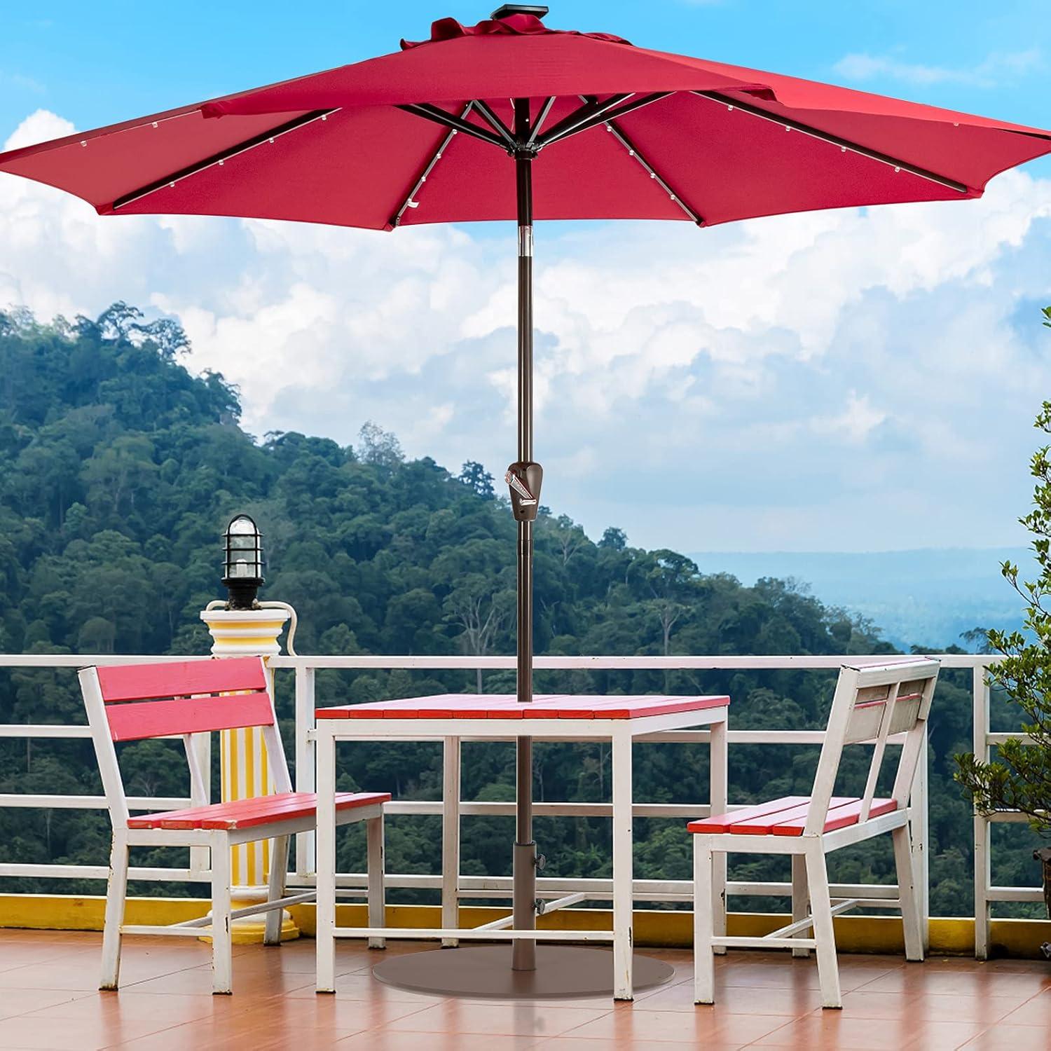 image:imageGiantex Patio Umbrella Base 59 LBS HeavyDuty Round Umbrella Stand 295 Inch Outdoor Steel Umbrella Holder for Poolside Backyard Lawn Brown