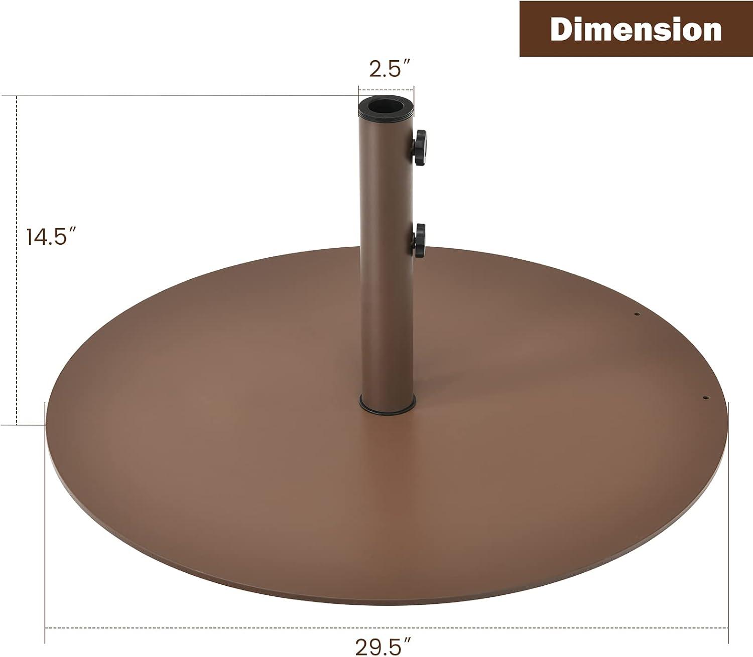 image:imageGiantex Patio Umbrella Base 59 LBS HeavyDuty Round Umbrella Stand 295 Inch Outdoor Steel Umbrella Holder for Poolside Backyard Lawn Brown