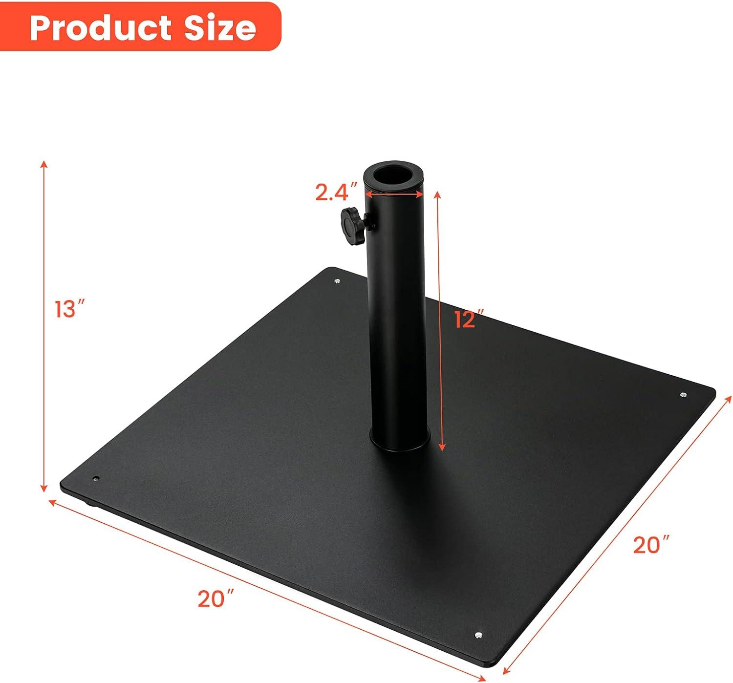 image:imageGiantex Square Umbrella Base 36 LBS Steel Heavy Duty Patio Market Umbrella Stand with 2 Adapters 20 Inch Outdoor Plate Stand with Adjustable Foot Suitable for Backyard Deck Poolside Patio20 Inch