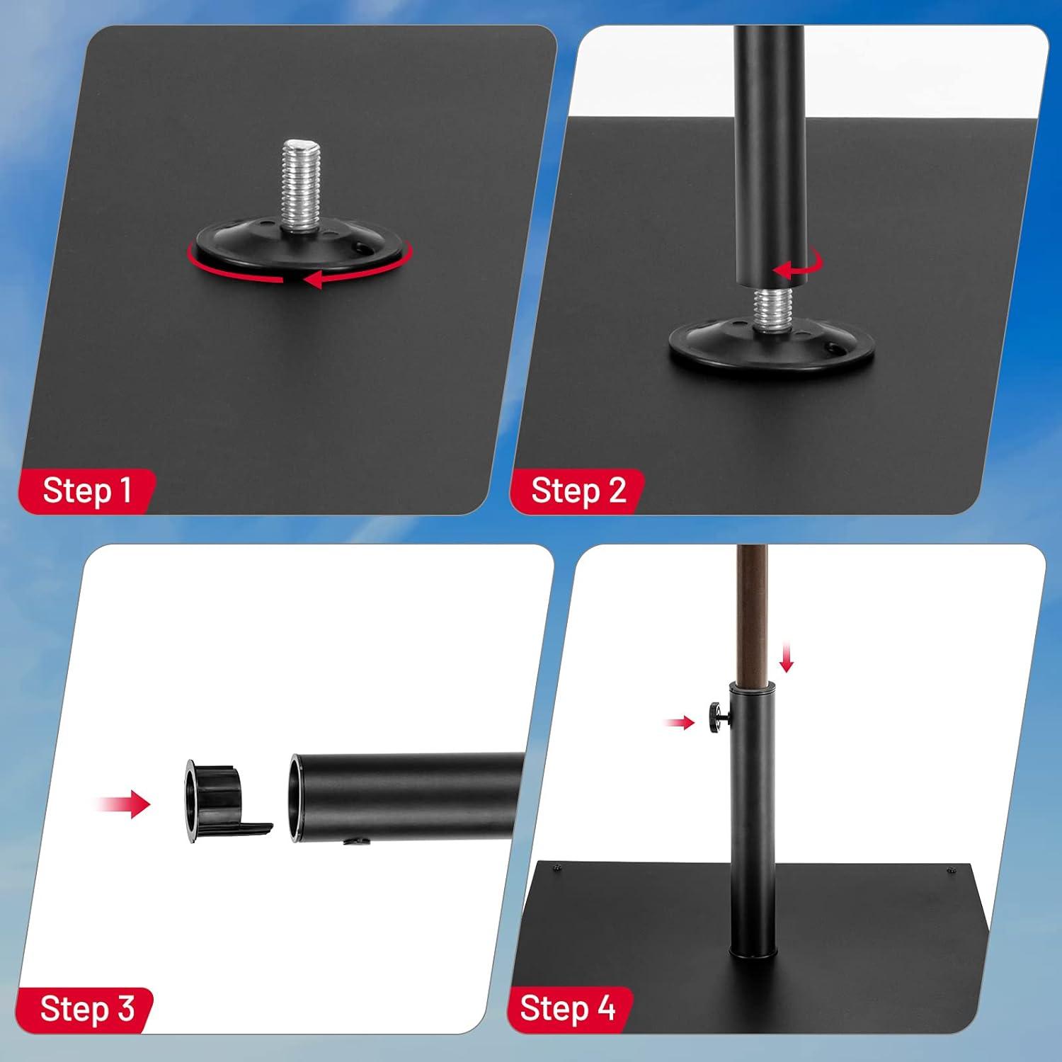 image:imageGiantex Square Umbrella Base 36 LBS Steel Heavy Duty Patio Market Umbrella Stand with 2 Adapters 20 Inch Outdoor Plate Stand with Adjustable Foot Suitable for Backyard Deck Poolside Patio25 Inch