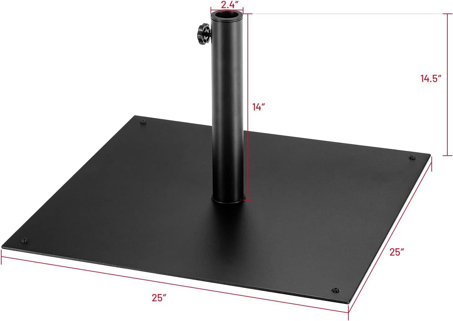 image:imageGiantex Square Umbrella Base 36 LBS Steel Heavy Duty Patio Market Umbrella Stand with 2 Adapters 20 Inch Outdoor Plate Stand with Adjustable Foot Suitable for Backyard Deck Poolside Patio25 Inch